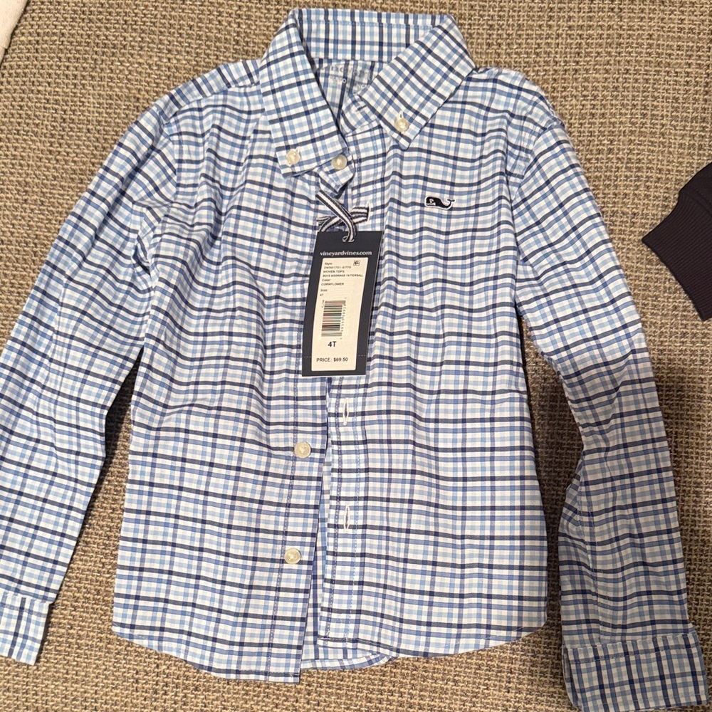 Vineyard Vines Light Blue Plaid Button Down Shirt
